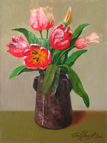 Painting “Tulips”, Canvas, Oil paint, Realist, Still life, 2006 - photo 1