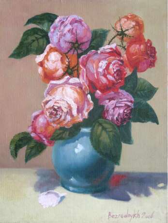 Painting “Roses”, Canvas, Oil paint, Realist, Still life, 2006 - photo 1