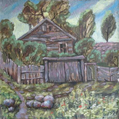 Дом в Пскове Leinwand Ölfarbe Realismus Landschaftsmalerei 1993 - Foto 1