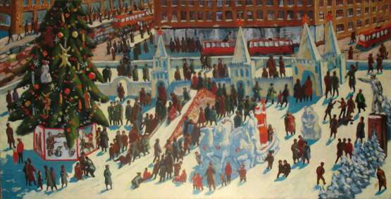Painting “New Year On the square”, Canvas, Oil paint, Realist, Everyday life, 1993 - photo 1