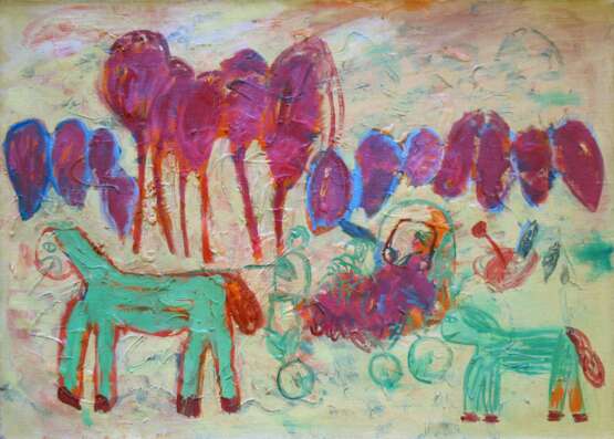 Painting “walk”, Canvas, Oil paint, Avant-gardism, Everyday life, 1993 - photo 1
