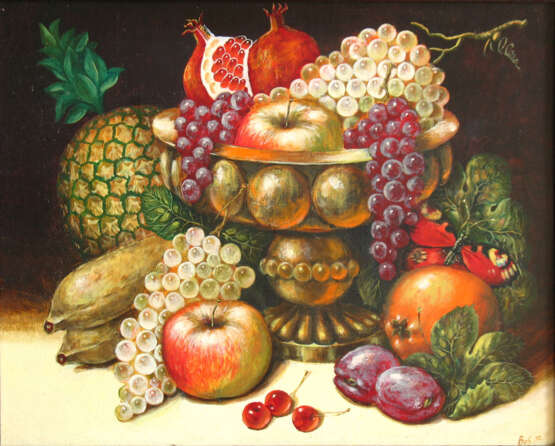 Gemälde „Obst“, Leinwand, Ölfarbe, Realismus, Stillleben, 1992 - Foto 1