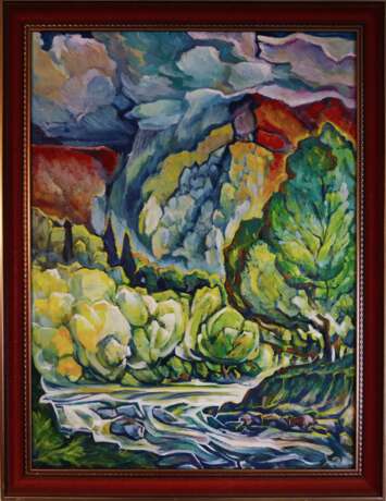 Картина «Дождь в горах», Холст, Масляные краски, Импрессионизм, Пейзаж, 2003 г. - фото 1