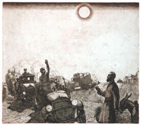 A series of "We are our new world..." etching on paper, 32х37, 1984 , "Caravan"