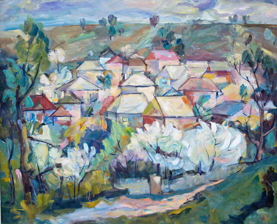 Painting “Rural views”, Canvas, Acrylic paint, Impressionist, Landscape painting, Moldova, 2000 - photo 1