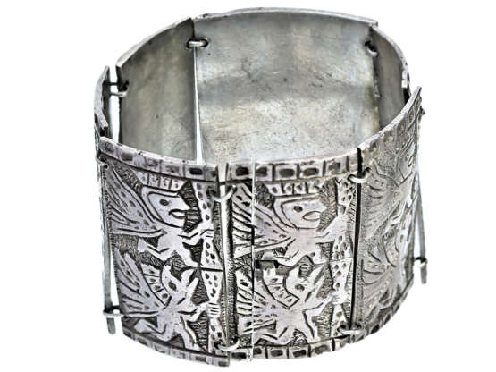 Armband: interessantes, breites und dekoratives vintage Silberarmband - photo 1