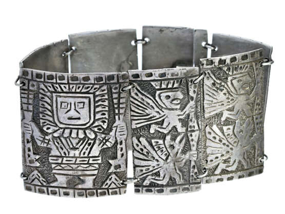 Armband: interessantes, breites und dekoratives vintage Silberarmband - photo 2