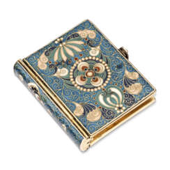 A CLOISONNÉ ENAMEL SILVER-GILT MINIATURE BOOK COVER