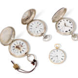 FOUR ENAMEL, SILVER AND GOLD POCKET WATCHES - фото 2