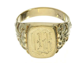 Ring: klassischer, antiker Herren-Siegelring, 14K Gold