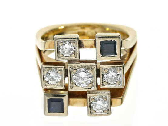 Ring: ausgefallener und interessant gearbeiteter vintage Designer-Ring, 14K Gold, ca.0,6ct - фото 1
