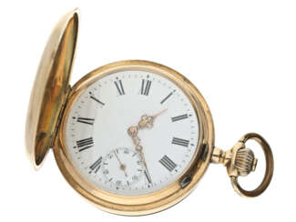 Taschenuhr: rotgoldene Savonnette, Ankerchronometer, Schweiz um 1900