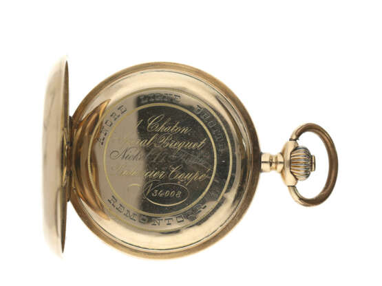 Taschenuhr: rotgoldene Savonnette, Ankerchronometer, Schweiz um 1900 - Foto 3