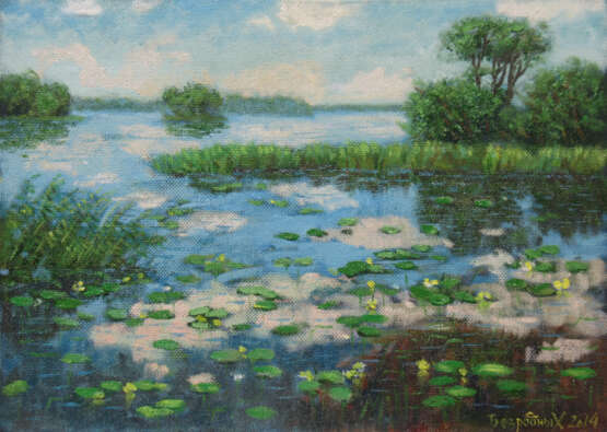 Painting “backwater”, Oil paint, Realist, Landscape painting, 2014 - photo 1