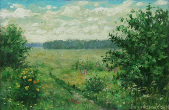 Painting “field”, Oil paint, Realist, Landscape painting, 2014 - photo 1