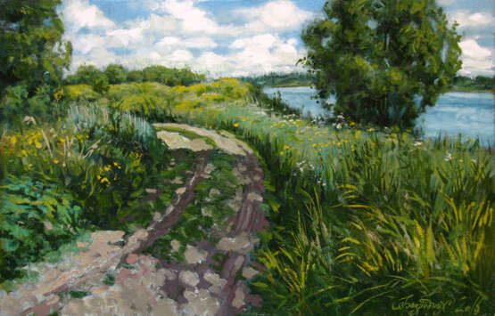 Painting “road.lake”, Oil paint, Realist, Landscape painting, 2016 - photo 1