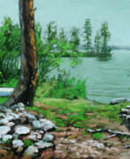 Landschaftsmalerei. стоянка.озеро Вуокса
