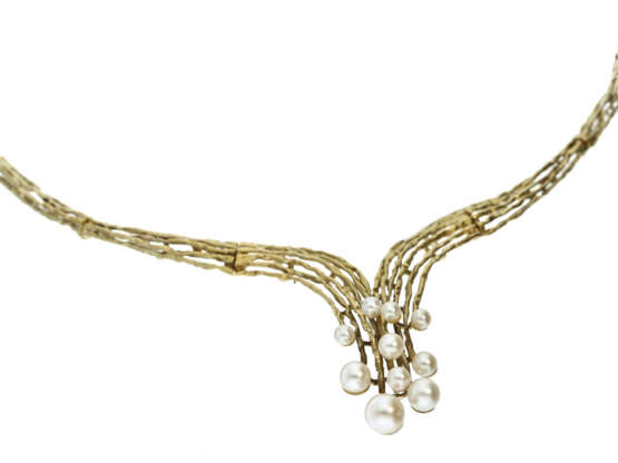Kette: vintage Goldschmiede-Collier mit Perlen, new-old-stock aus Juweliersauflösung - фото 1