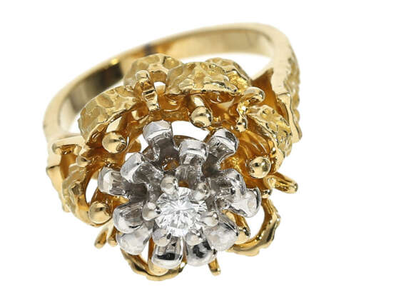 Ring: dekorativer Brillant-Blütenring, 18K Gold, vintage - Foto 1