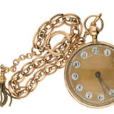Taschenuhr: hochwertige, große Spindeluhr mit Repetition und mit schwerer goldener Uhrenkette, Schweiz um 1820 - Foto 1