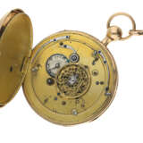 Taschenuhr: hochwertige, große Spindeluhr mit Repetition und mit schwerer goldener Uhrenkette, Schweiz um 1820 - Foto 2