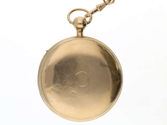 Taschenuhr: hochwertige, große Spindeluhr mit Repetition und mit schwerer goldener Uhrenkette, Schweiz um 1820 - фото 3