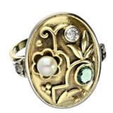 Ring: ausgesprochen schöner vintage Goldschmiedering mit Turmalin/Perle/Diamant - Foto 1