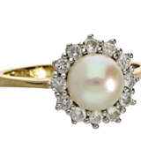 Ring: sehr schöner Damenring mit Zuchtperle und Brillanten - photo 1