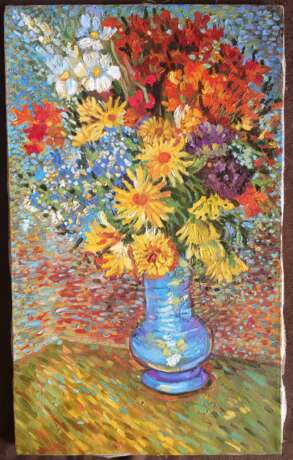 Gemälde „Vase with daisies and anemones-Vase mit маргаритками und Anemonen“, Leinwand, Ölfarbe, Impressionismus, Stillleben, 2020 - Foto 1