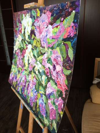 Gemälde „Lilac-Flieder“, Karton, Acrylfarbe, Impressionismus, Stillleben, 2020 - Foto 2