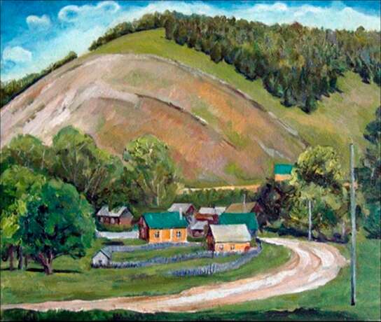 Gemälde „Der Weg in die Berge“, Karton, Ölfarbe, Realismus, Landschaftsmalerei, 2010 - Foto 1