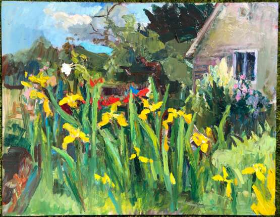 Painting “Irises”, Canvas, Oil paint, Impressionist, Landscape painting, 2020 - photo 1