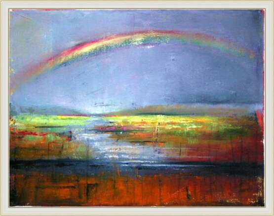 Painting “Rainbow over the river”, Canvas, Oil paint, Realist, Landscape painting, 2017 - photo 3
