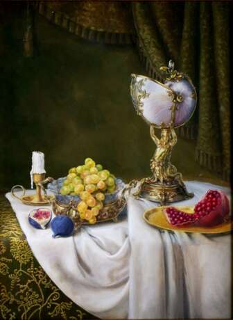 Still Life with Grapes and Figs. Canvas Oil paint Realism Still life 2015 - photo 1