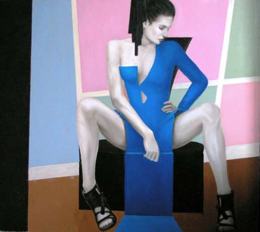Painting “Woman in Blue”, Canvas, Oil paint, Realist, 2016 - photo 1