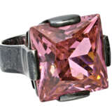 Ring: massiver Sterling-Silberring mit großem pinken Farbstein - photo 2