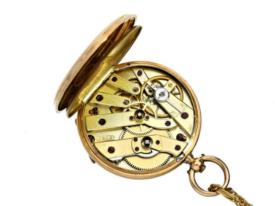 Taschenuhr/Anhängeuhr: feine Damenuhr mit dazugehöriger goldener Uhrenkette, signiert J & C.B Geneve, um 1900 - фото 2
