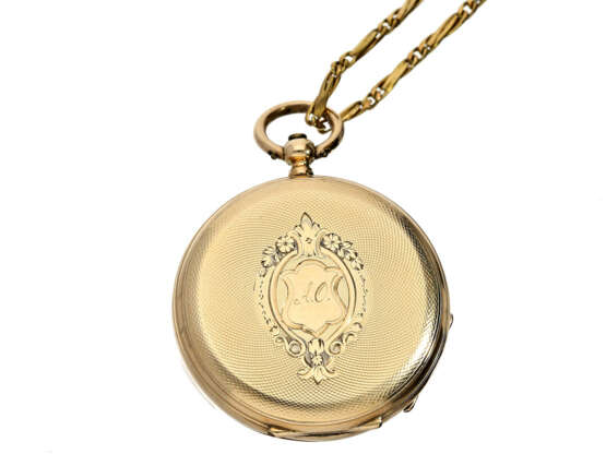 Taschenuhr/Anhängeuhr: feine Damenuhr mit dazugehöriger goldener Uhrenkette, signiert J & C.B Geneve, um 1900 - фото 3