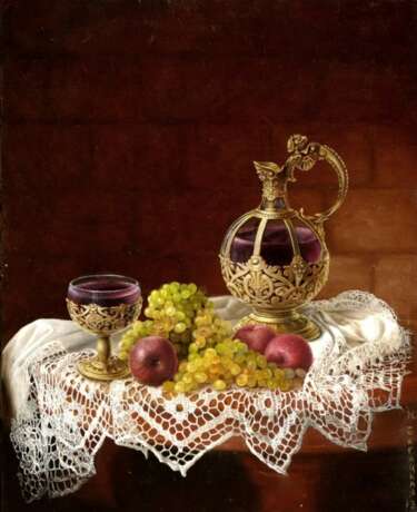 Painting “Still life with Wine”, Canvas, Oil paint, Realist, Still life, 2013 - photo 1