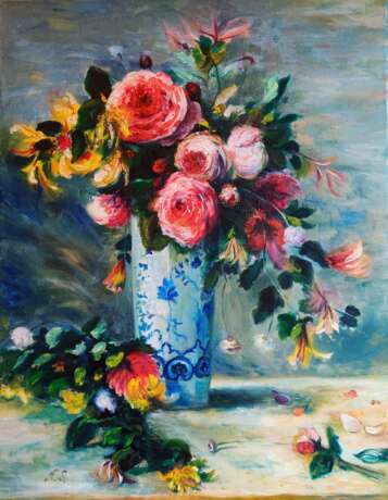 Painting “Bouquet in a vase”, Canvas, Oil paint, Impressionist, Still life, 2020 - photo 1