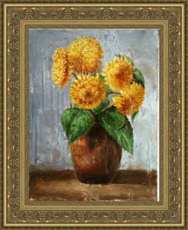 Gemälde „Sunflowers“, Leinwand, Ölfarbe, Realismus, Stillleben, 2019 - Foto 4