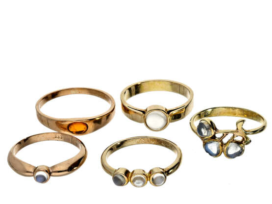Ring: kleines Konvolut Damenringe, 8K/14K Gold, ungetragener vintage Schmuck aus Goldschmiede-Nachlass - Foto 1