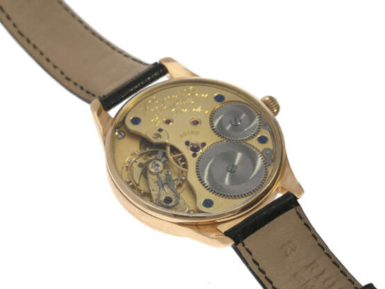 Armbanduhr: hochwertige Herrenuhr mit einem A. Lange & Söhne Taschenuhrwerk von 1926, 14K Roségold - Foto 2