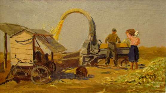 Painting “Silage”, Vladimir Pavlyuchenko (1920), Canvas, Oil paint, Realist, Landscape painting, 1956 - photo 1