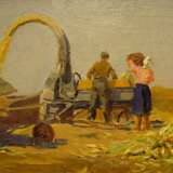 Painting “Silage”, Vladimir Pavlyuchenko (1920), Canvas, Oil paint, Realist, Landscape painting, 1956 - photo 3