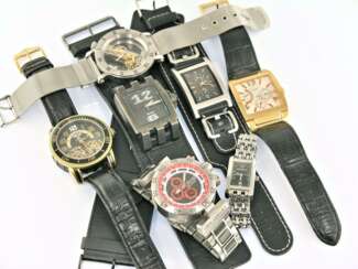 Armbanduhr: Konvolut ausgefallener Herrenuhren/Designeruhren