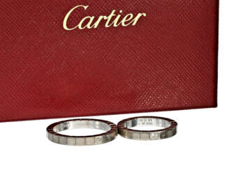 Ringe: äußerst hochwertige, sehr teure Trauringe von Cartier 'LANIÈRES', 18K Weißgold