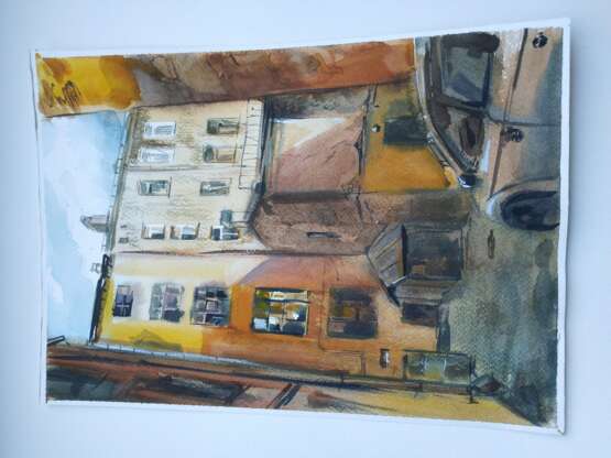 Drawing “Patio”, Paper, Watercolor, Realist, Landscape painting, 2020 - photo 1