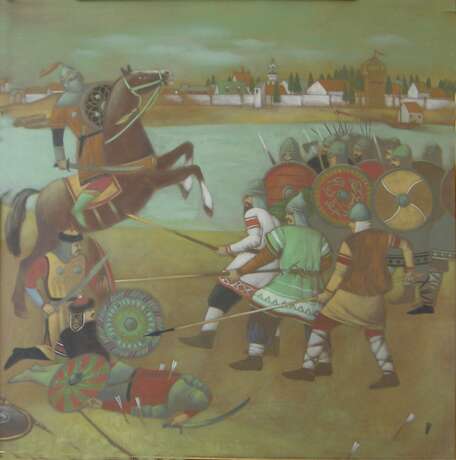 Painting “The battle with the Tatars”, Canvas, Oil paint, Historical genre, 2012 - photo 1
