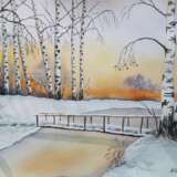 Первый снег Paper Watercolor Landscape painting 2020 - photo 1